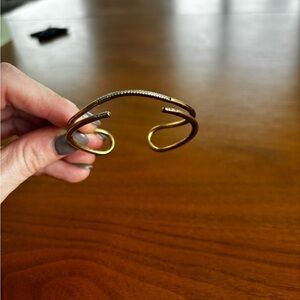 Gold Open Cuff Bracelet with diamonds